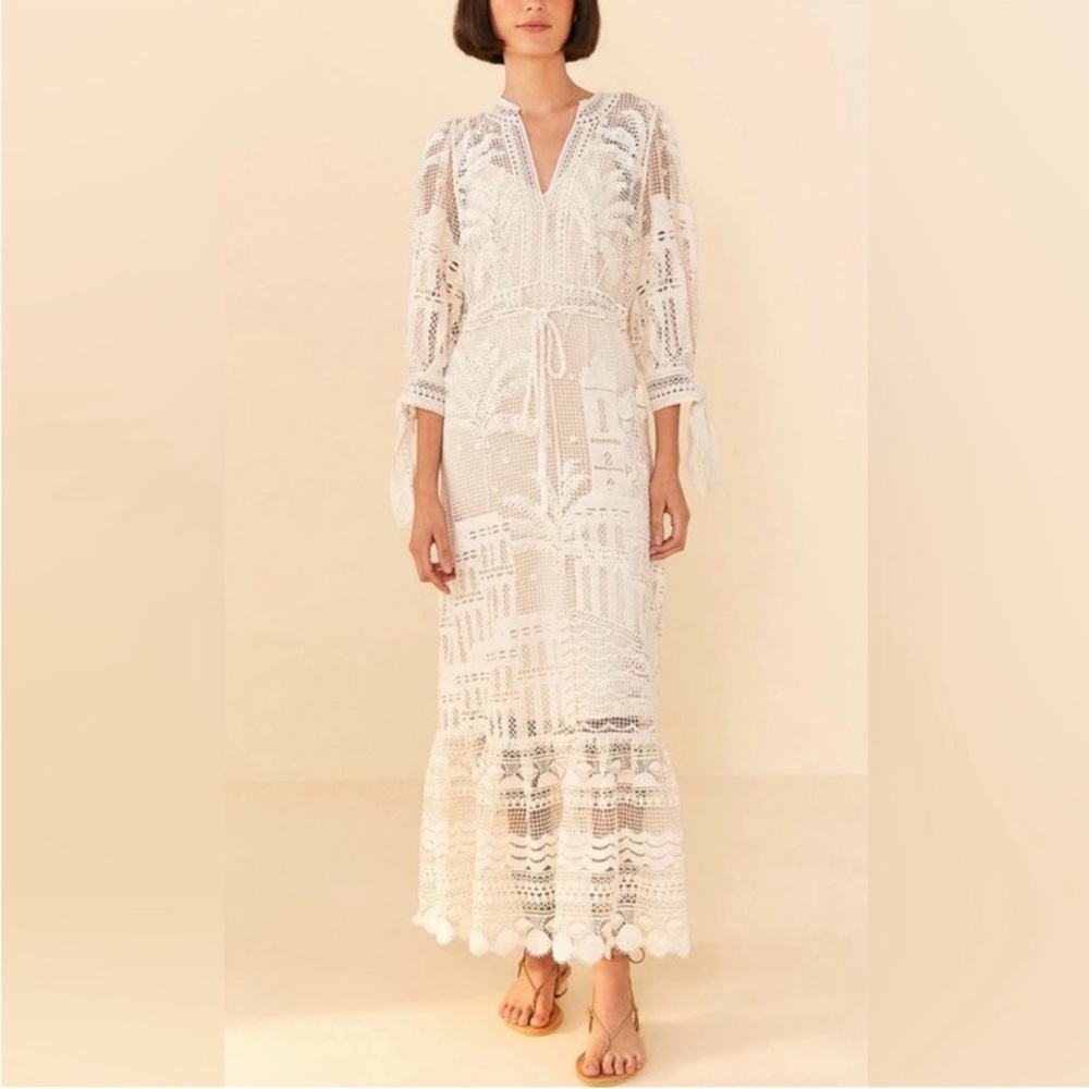 FARM Rio White Morada Boa Guipure Lace Maxi Dress - Picture 5 of 6
